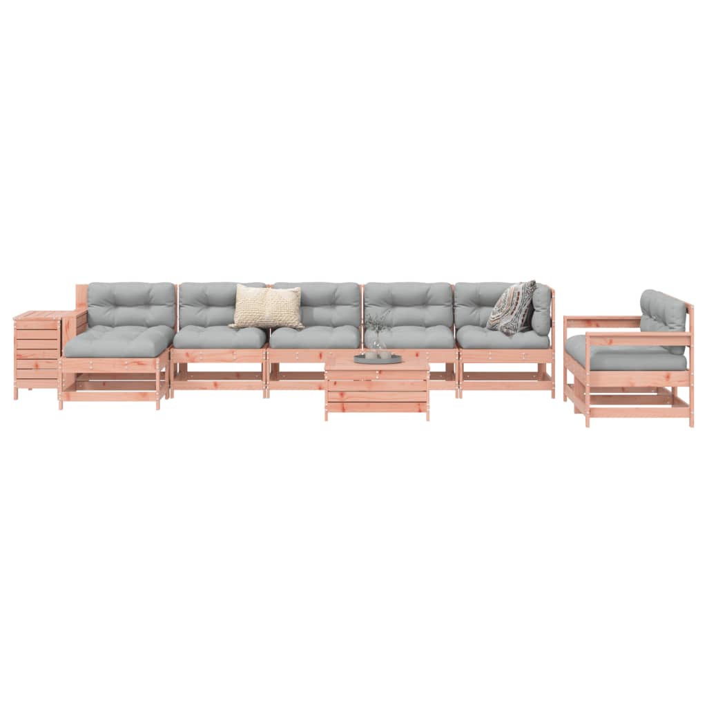 10 Piece Garden Sofa Set White Solid Wood Pine