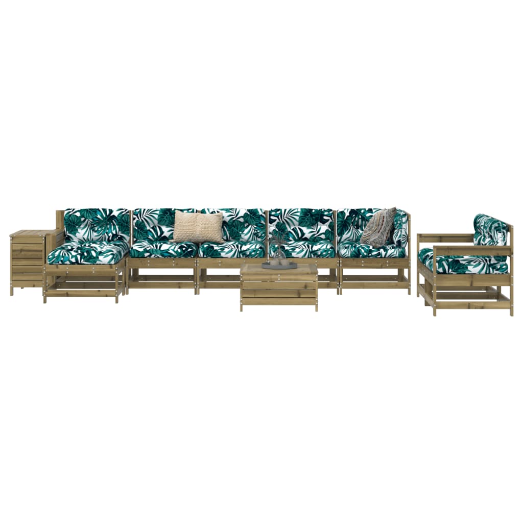 10 Piece Garden Sofa Set White Solid Wood Pine