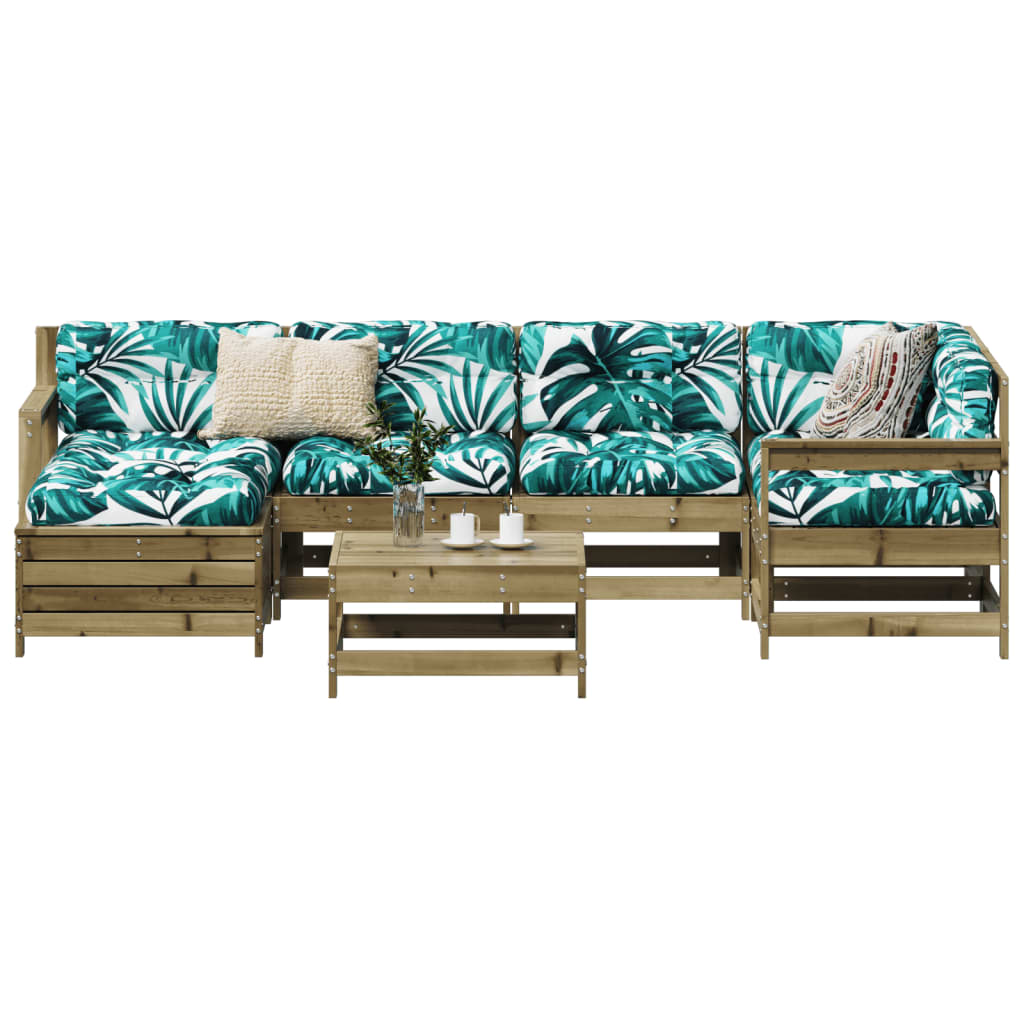 7 Piece Garden Sofa Set Solid Wood Pine
