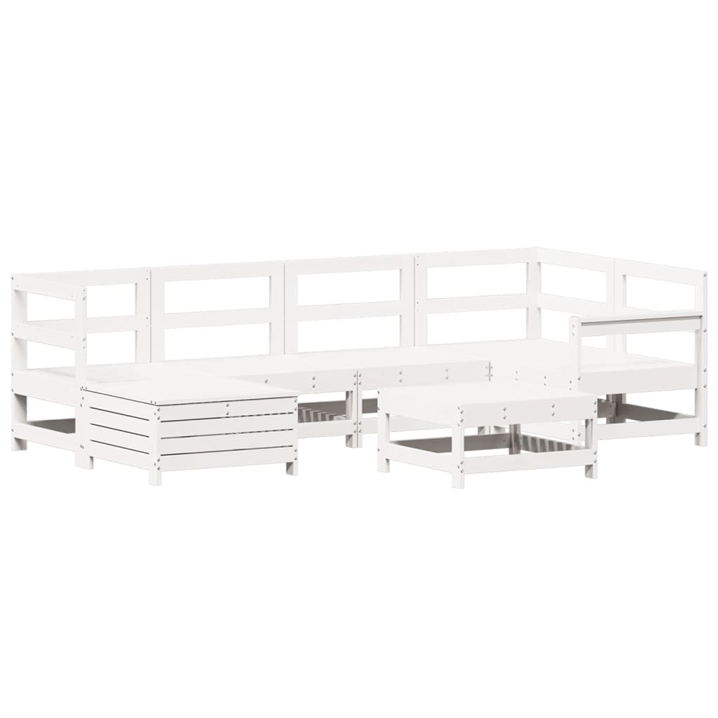 7 Piece Garden Sofa Set White Solid Wood Pine