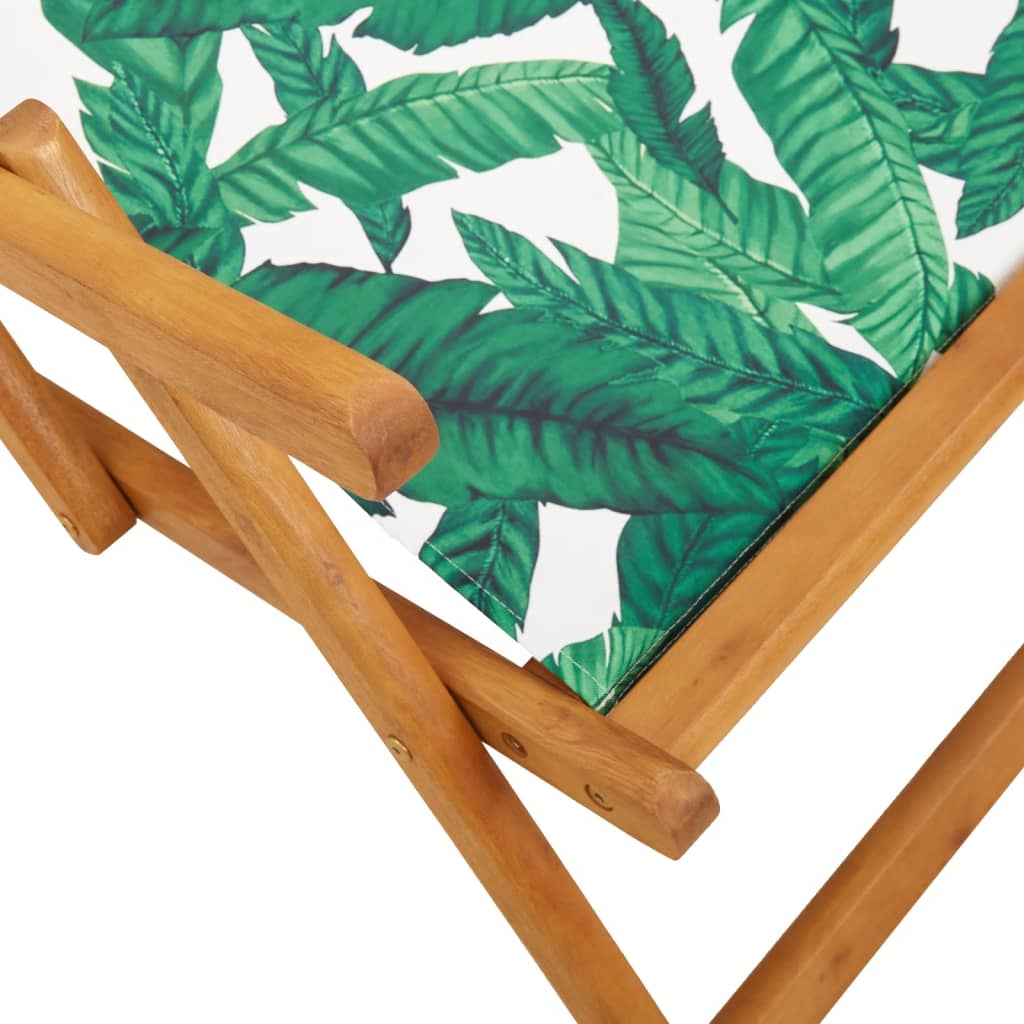 Leaf Pattern Folding Beach Chairs Set of 2 - Solid Wood & Fabric