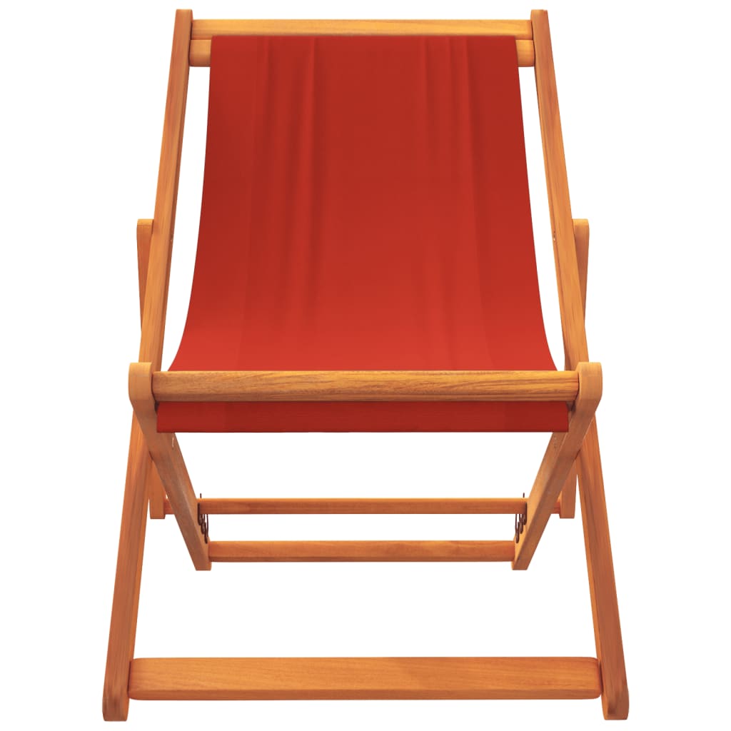 Set of 2 Red Fabric Folding Beach Chairs - Durable & Portable