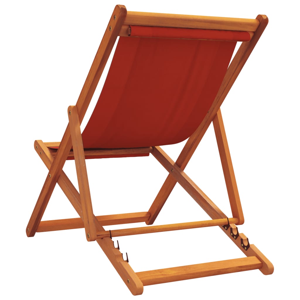 Set of 2 Red Fabric Folding Beach Chairs - Durable & Portable