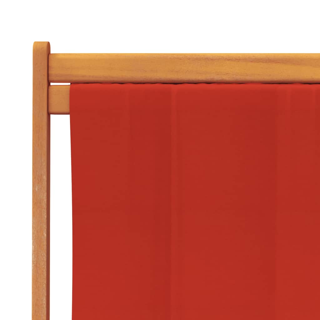 Set of 2 Red Fabric Folding Beach Chairs - Durable & Portable