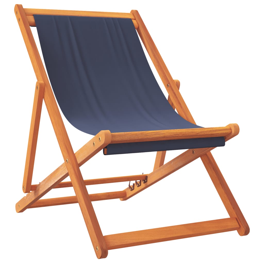 2-Piece Blue Fabric Folding Beach Chairs - Portable & Stylish