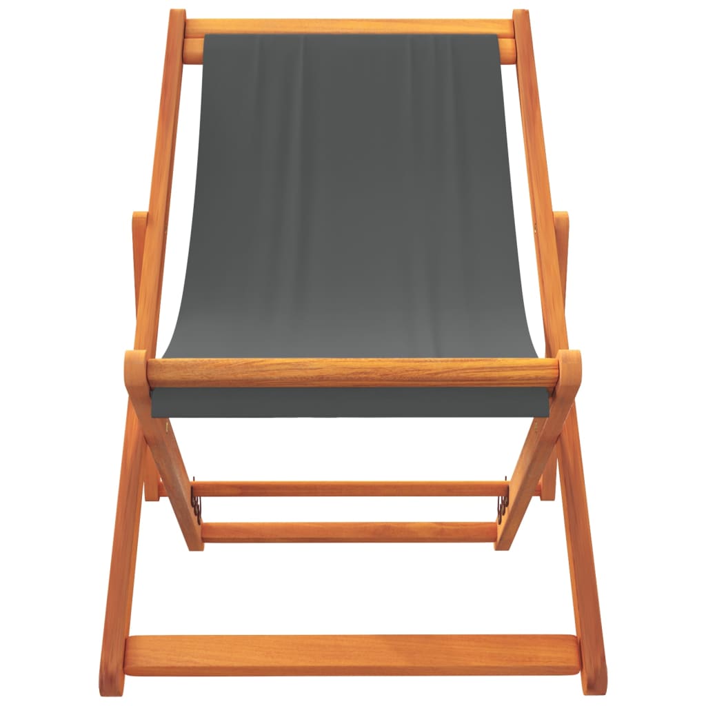 Grey Fabric Folding Beach Chairs 2-Pack - Stylish & Portable