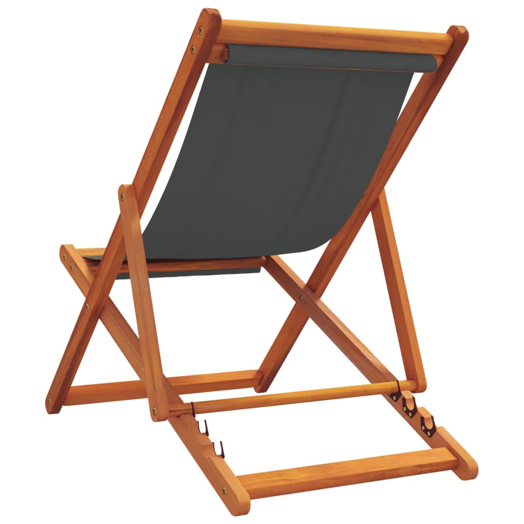 Grey Fabric Folding Beach Chairs 2-Pack - Stylish & Portable