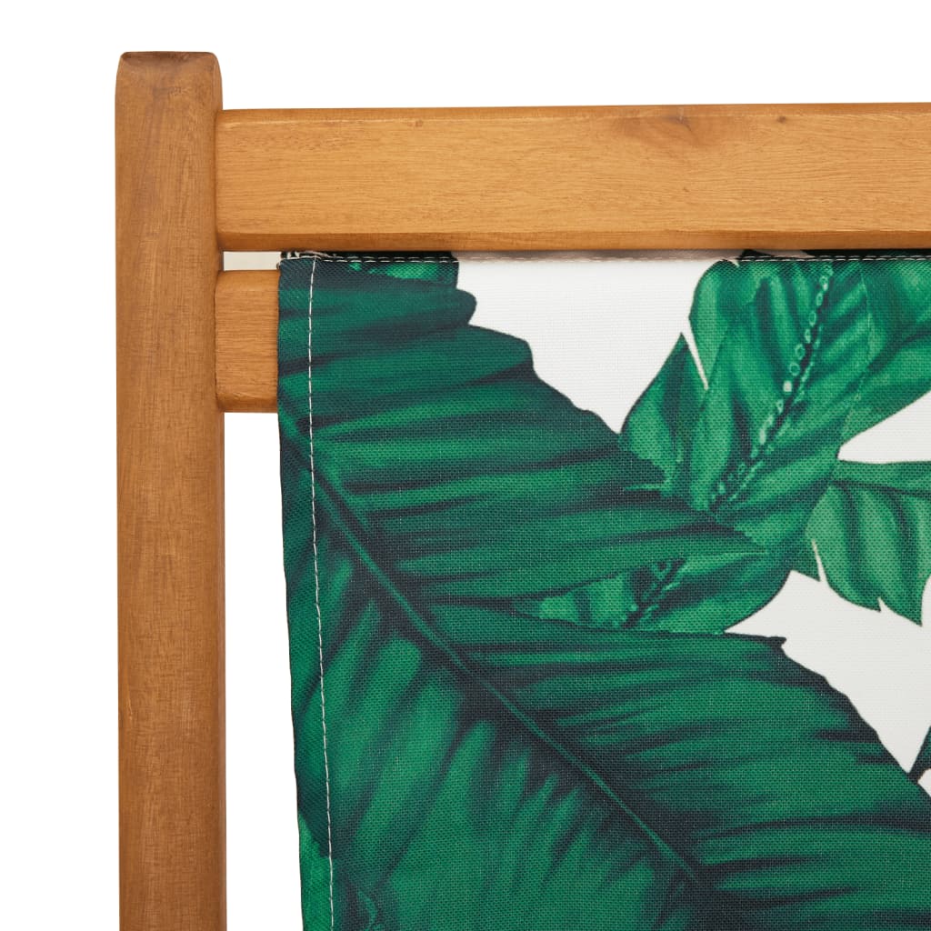 Leaf Pattern Folding Beach Chairs Set of 2 - Solid Wood & Fabric