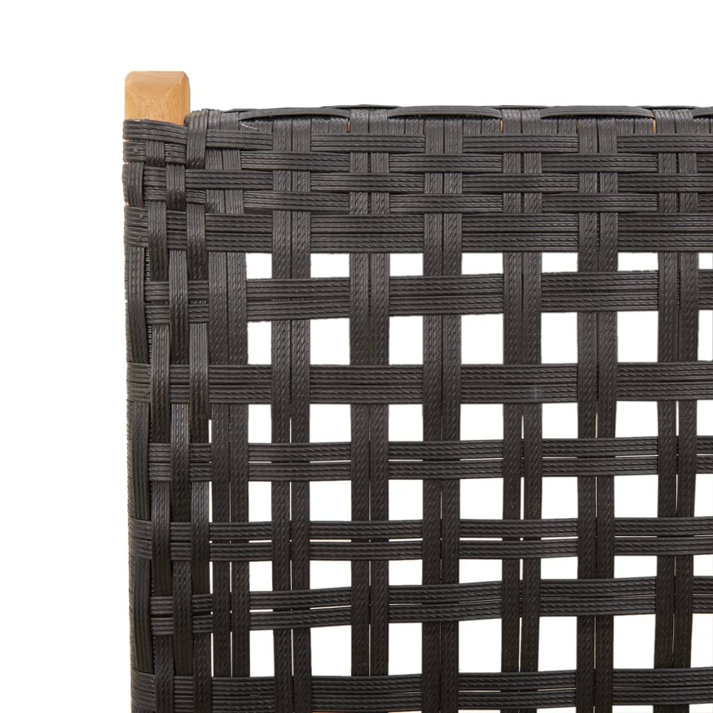 8 Black Poly Rattan & Wood Reclining Garden Chairs Set