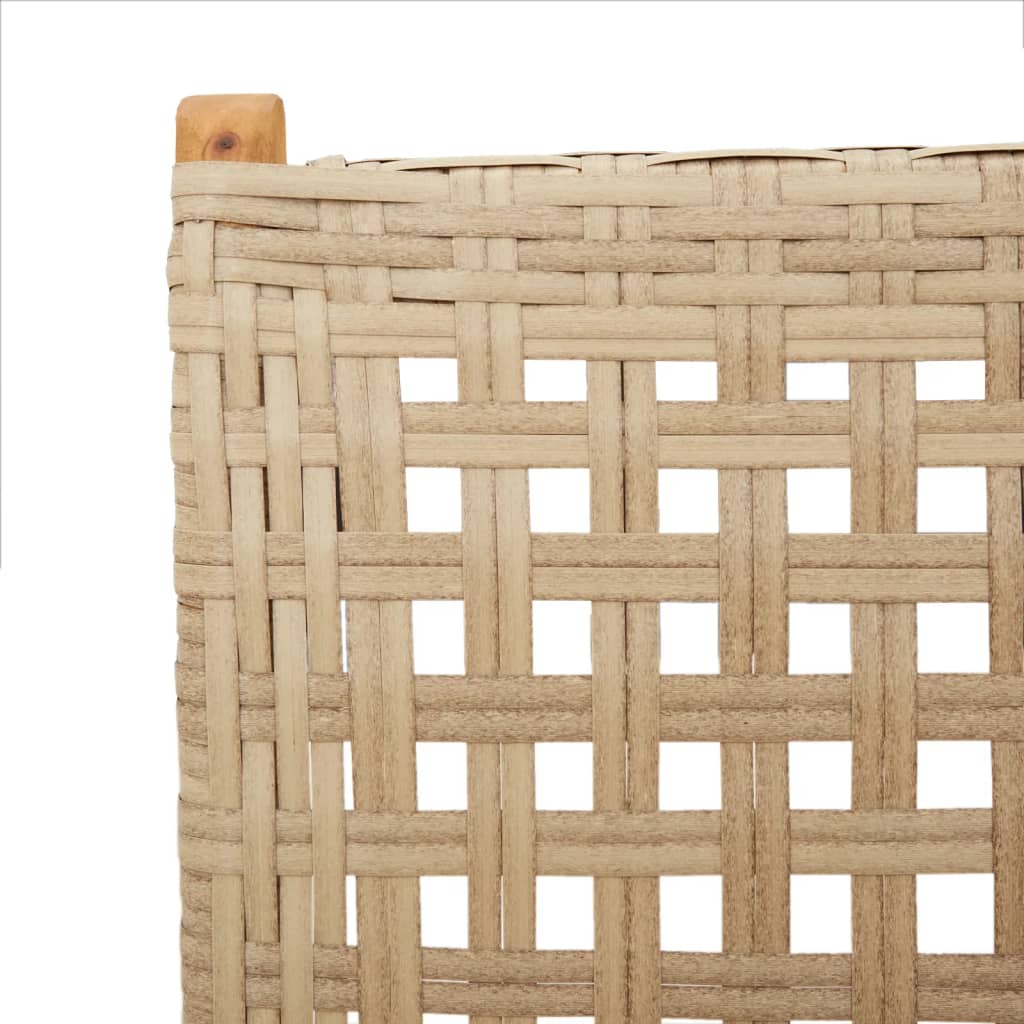 Beige Poly Rattan & Wood Reclining Garden Chairs Set, 8 Pcs