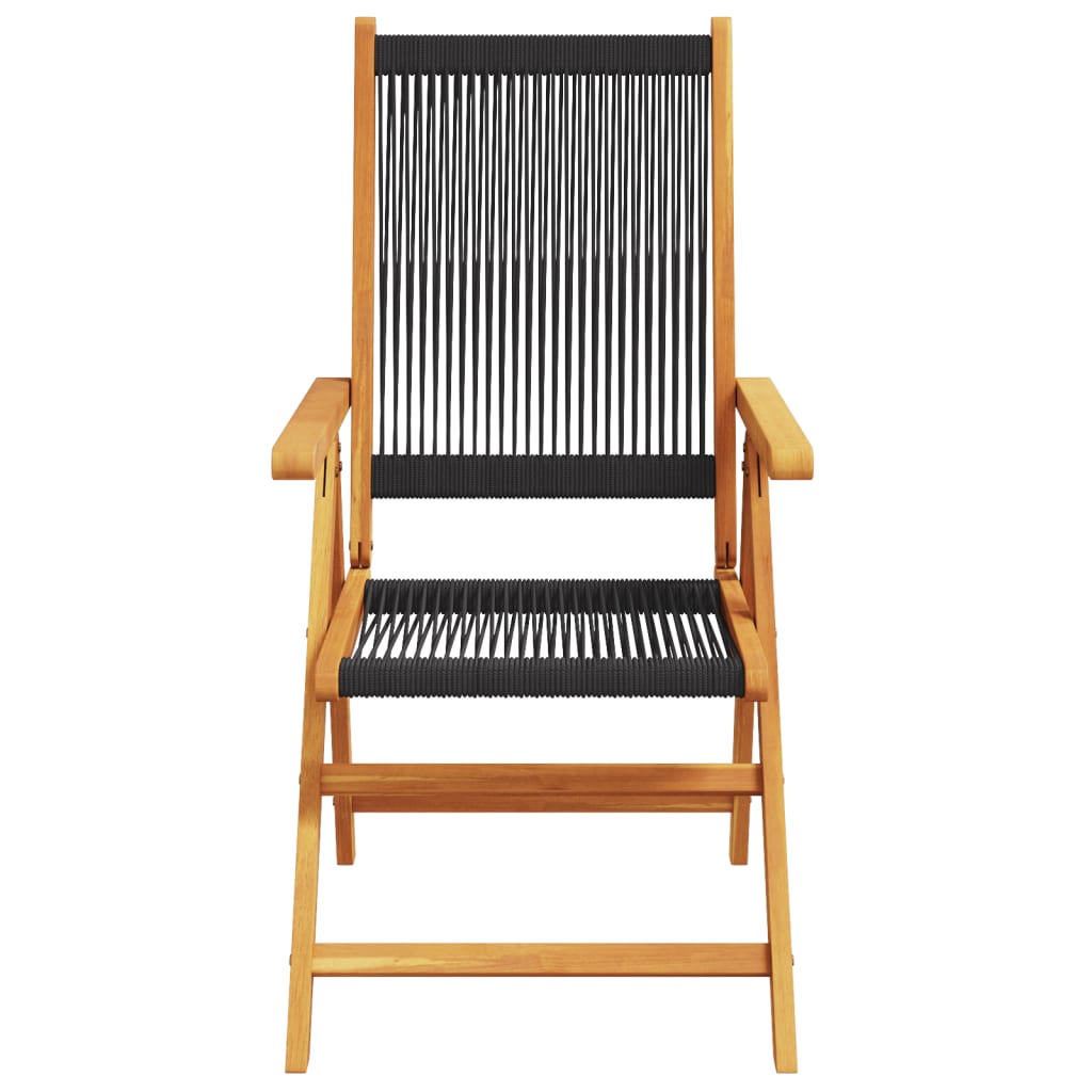 6-Piece Black Acacia Wood Reclining Garden Chairs Set
