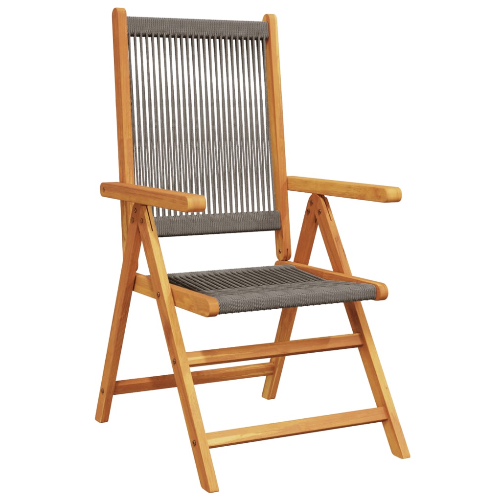 4-Piece Grey Acacia Wood Reclining Garden Chairs Set