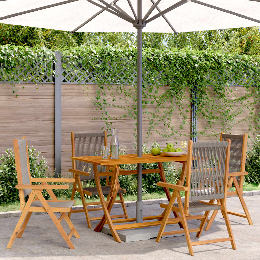 4-Piece Grey Acacia Wood Reclining Garden Chairs Set