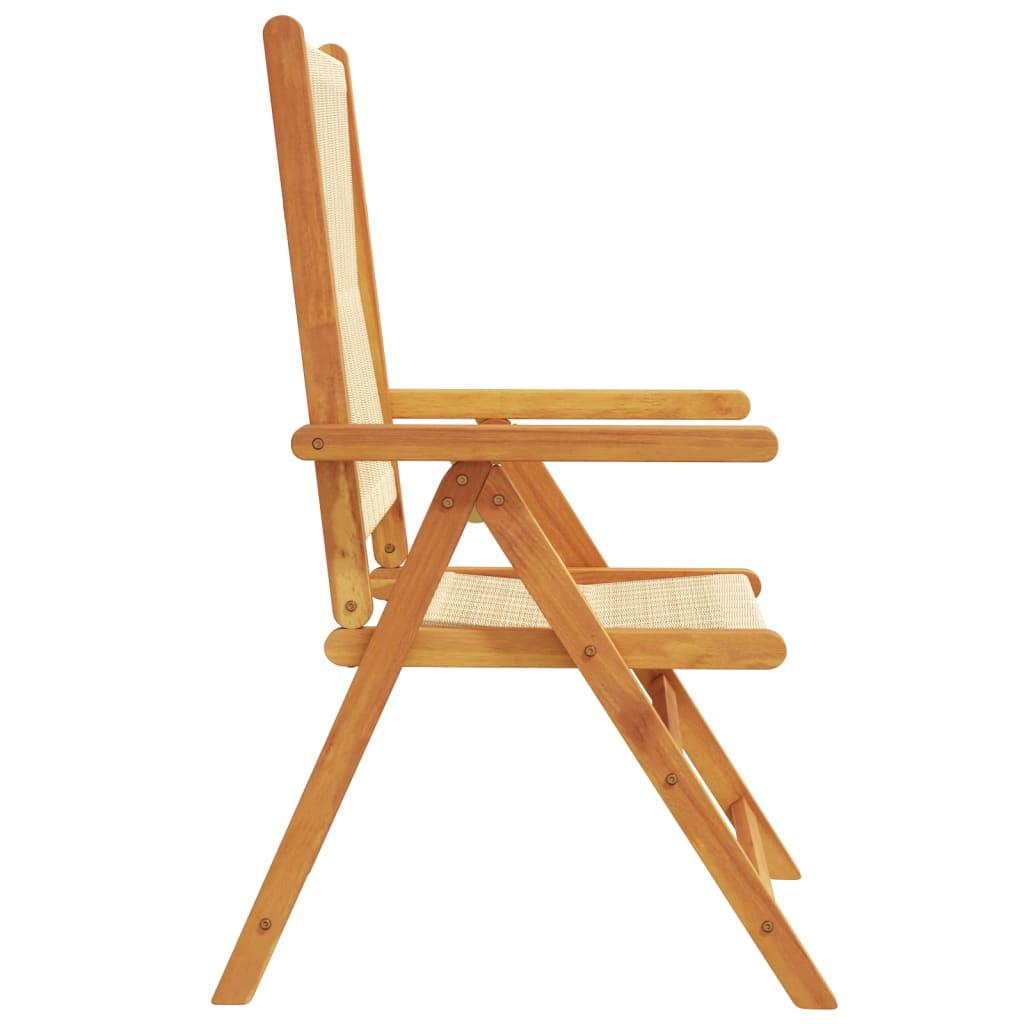 Beige Solid Acacia Wood Reclining Garden Chairs Set, 4 Pcs