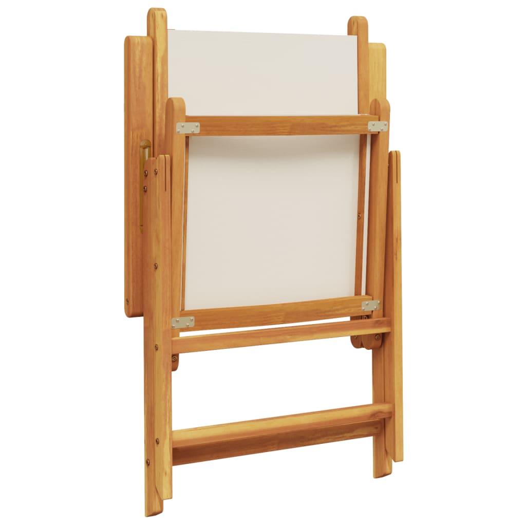 Cream White Reclining Garden Chairs 4 pcs - Fabric & Solid Wood