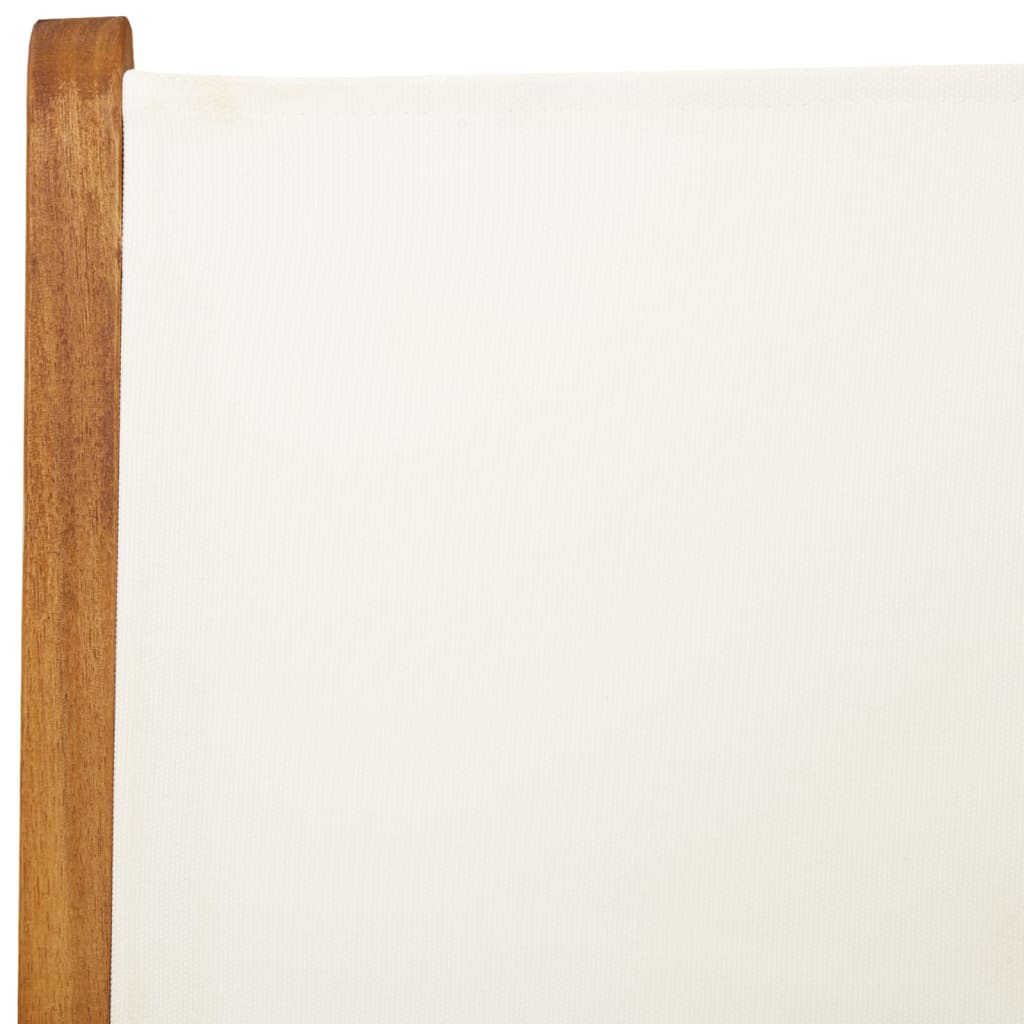 Cream White Fabric & Wood Reclining Garden Chairs, Set of 8