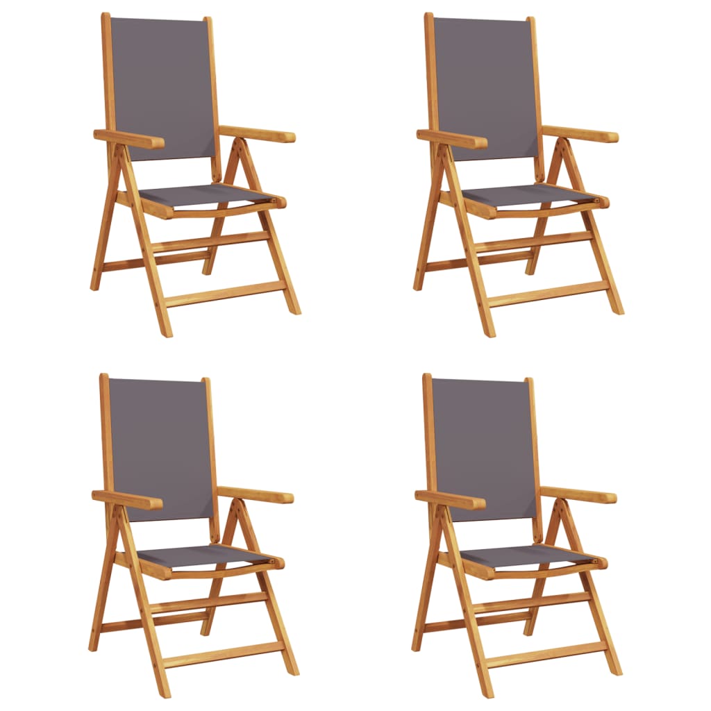Anthracite Reclining Garden Chairs Set, 4 pcs Wood & Fabric