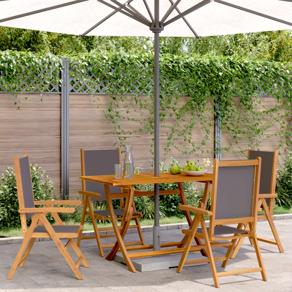 Anthracite Reclining Garden Chairs Set, 4 pcs Wood & Fabric