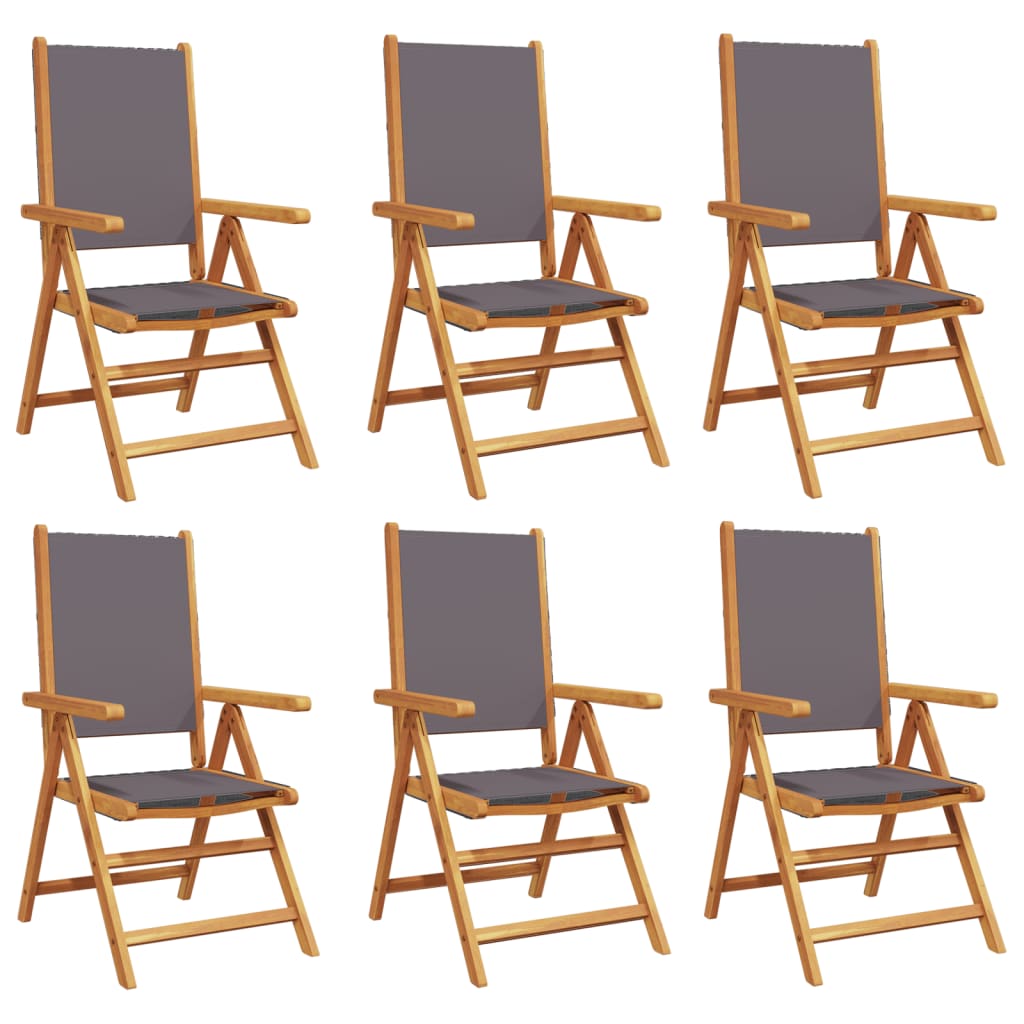 6-Piece Anthracite Reclining Garden Chairs: Fabric & Solid Wood