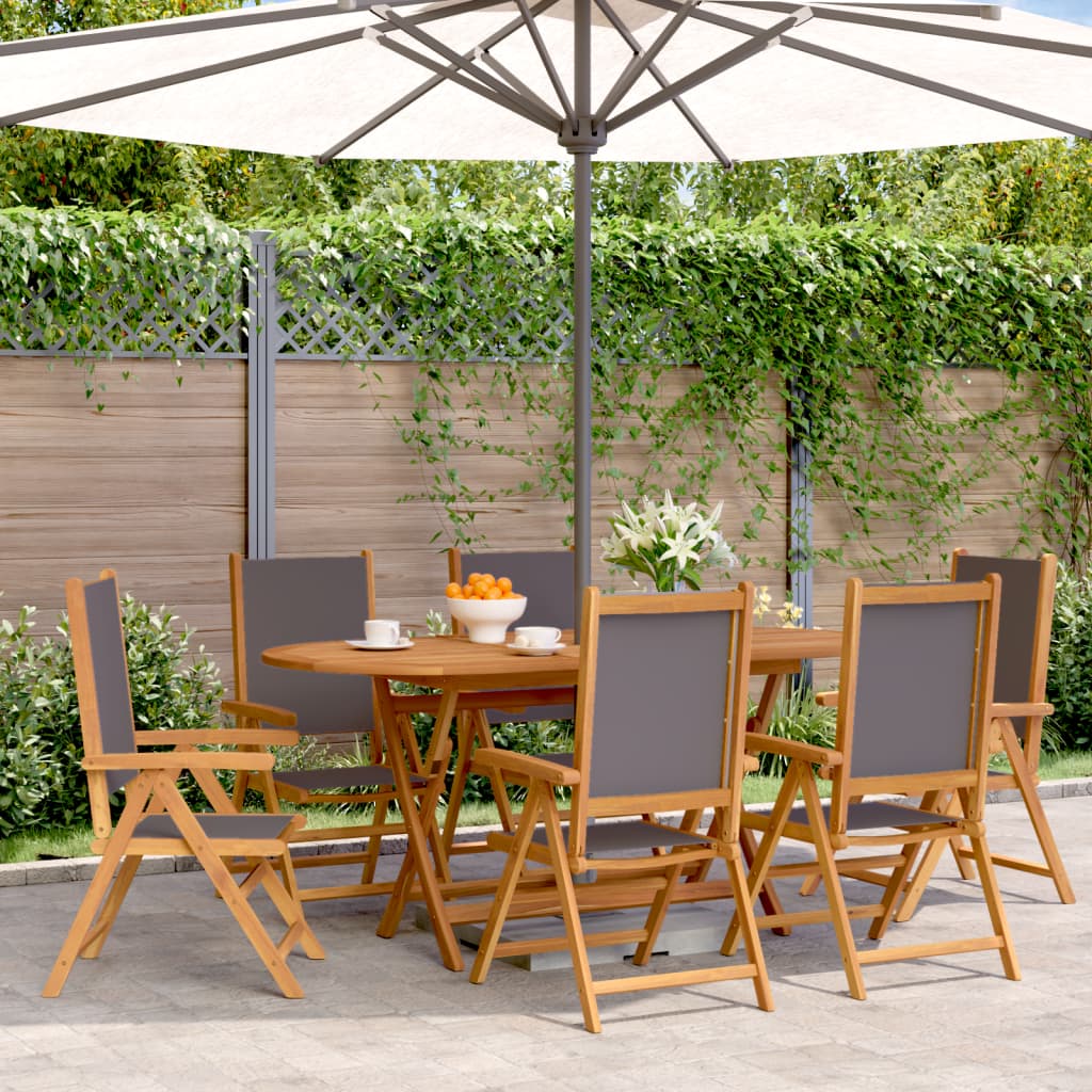 6-Piece Anthracite Reclining Garden Chairs: Fabric & Solid Wood