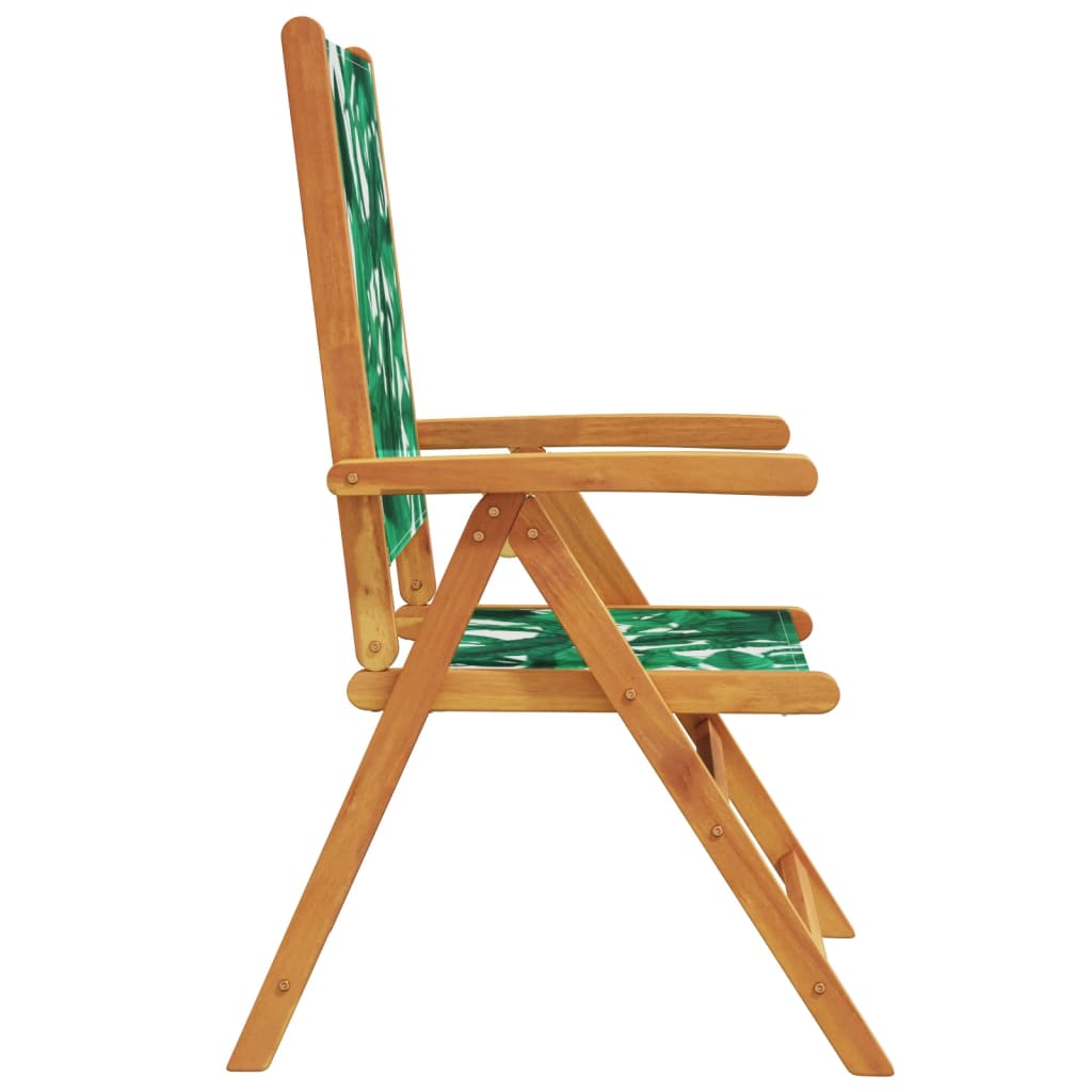 6 Green Fabric & Wood Reclining Garden Chairs Set