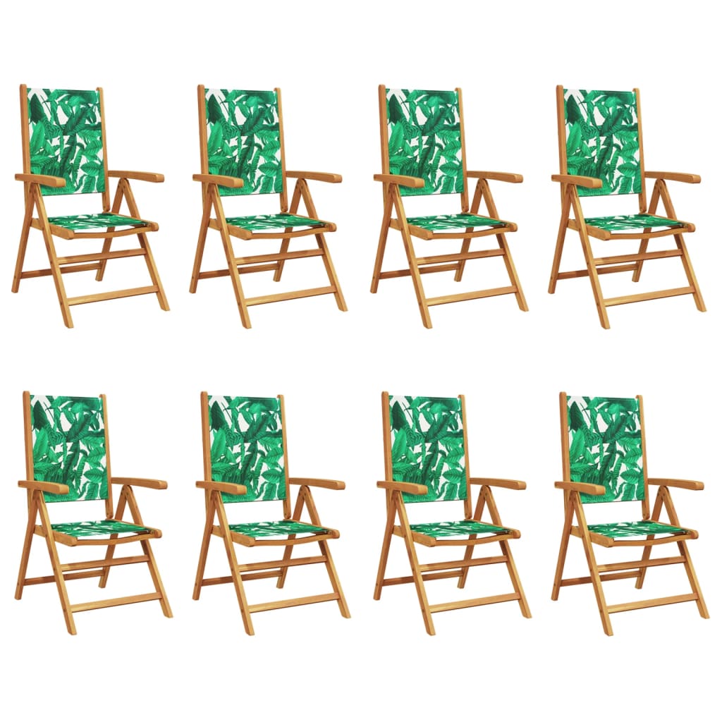 8 Green Fabric & Wood Reclining Garden Chairs - Stylish & Durable