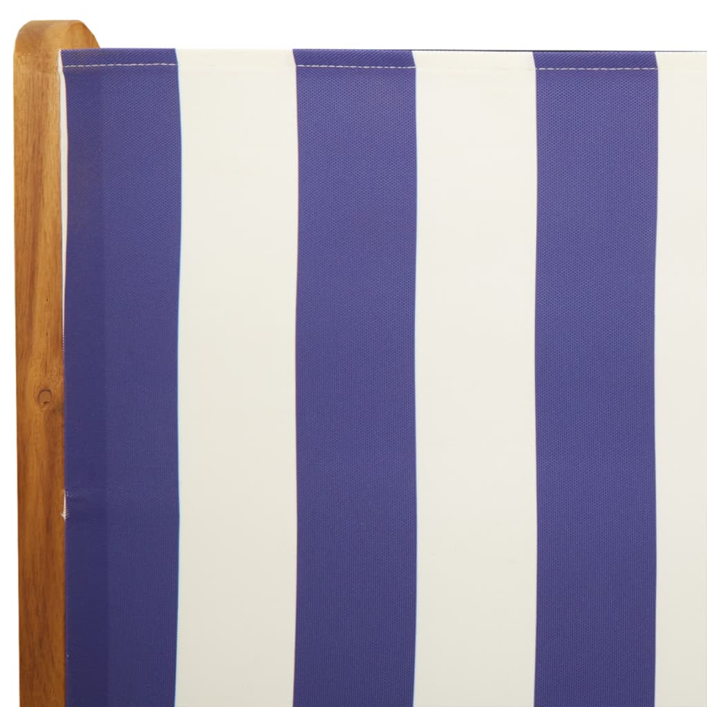 4-Piece Blue & White Reclining Garden Chairs - Fabric & Wood
