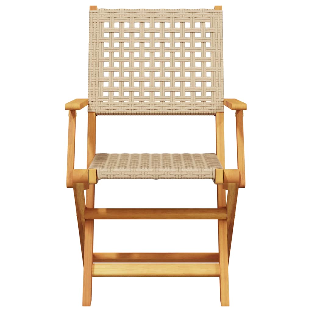 8-Pack Folding Garden Chairs in Poly Rattan & Solid Wood