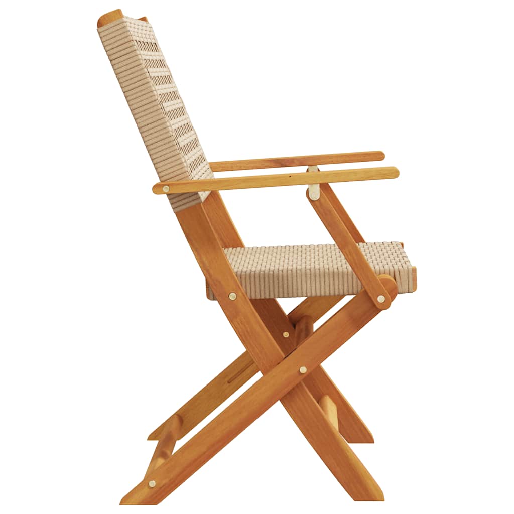 8-Pack Folding Garden Chairs in Poly Rattan & Solid Wood