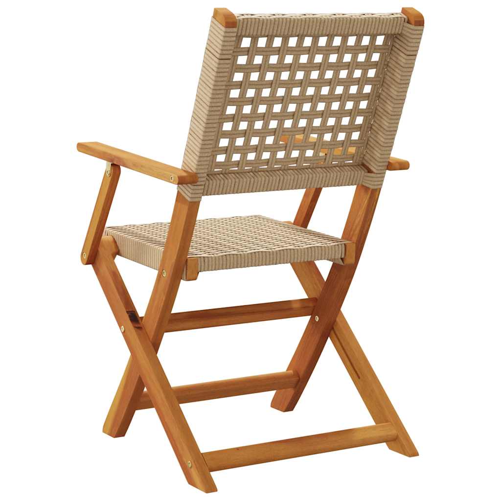 8-Pack Folding Garden Chairs in Poly Rattan & Solid Wood