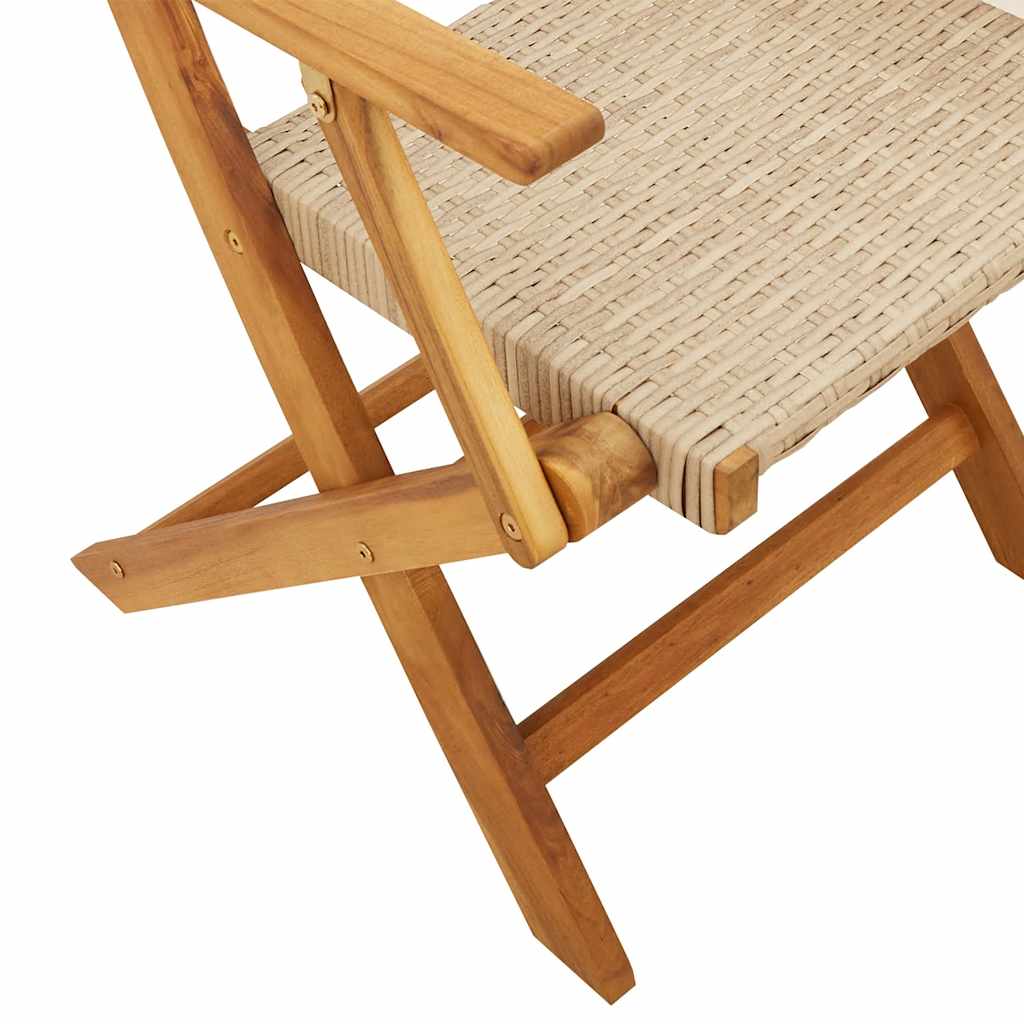 8-Pack Folding Garden Chairs in Poly Rattan & Solid Wood