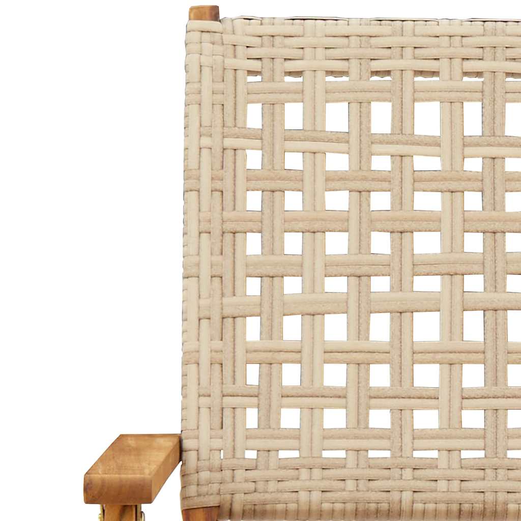 8-Pack Folding Garden Chairs in Poly Rattan & Solid Wood