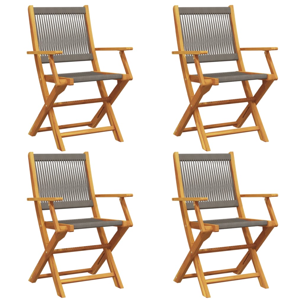 4-Piece Grey Acacia Wood Folding Garden Chairs Set