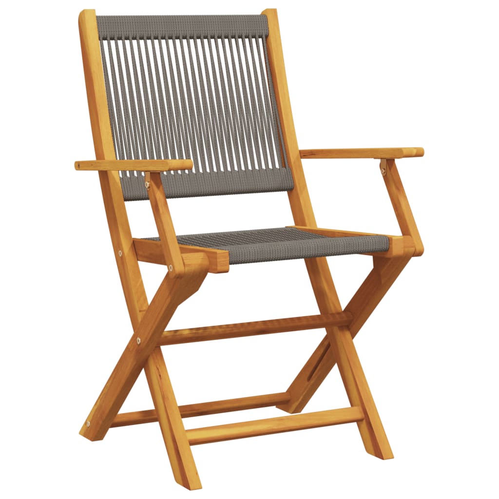 4-Piece Grey Acacia Wood Folding Garden Chairs Set