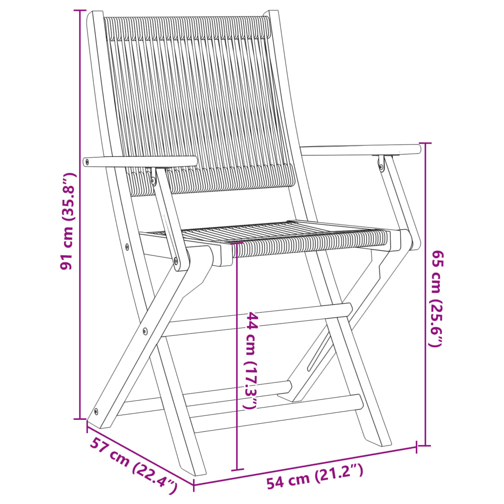 4-Piece Grey Acacia Wood Folding Garden Chairs Set