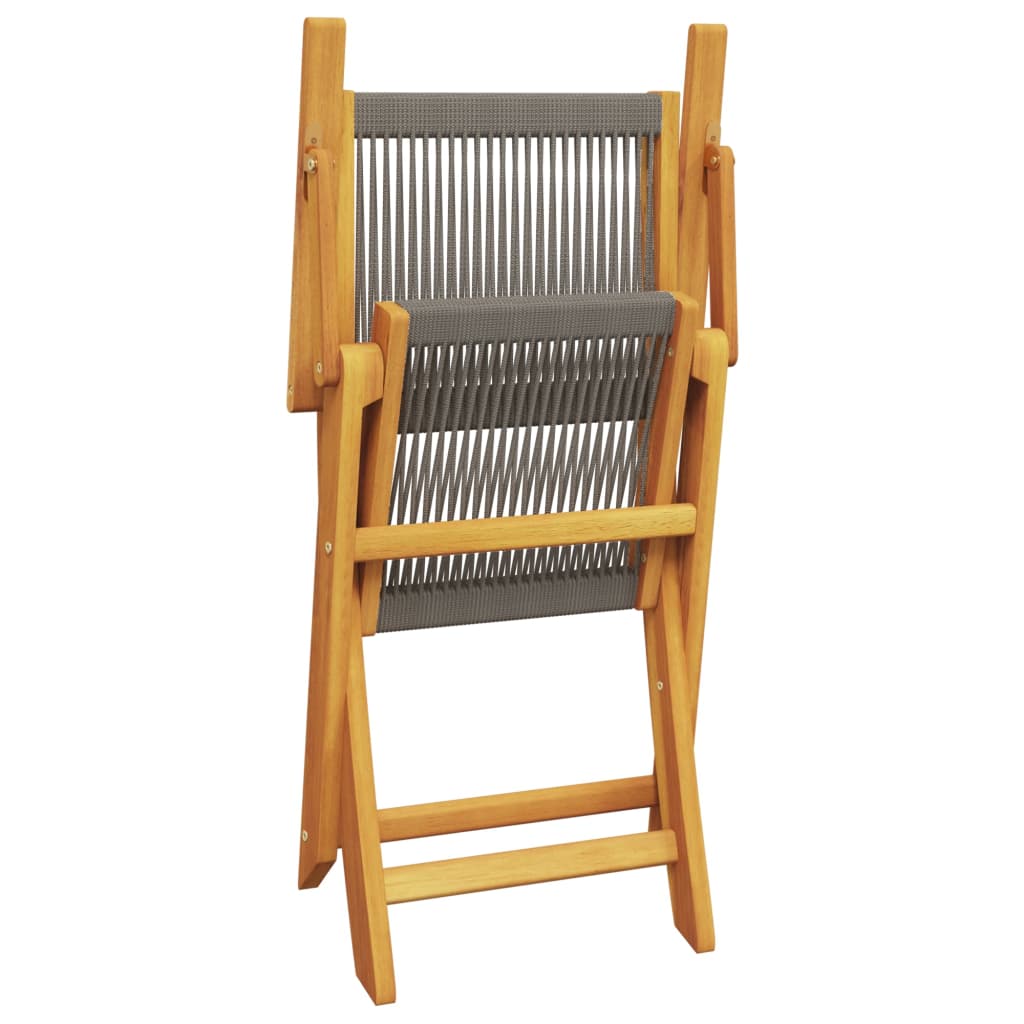 6-Piece Grey Acacia Wood Folding Garden Chairs Set