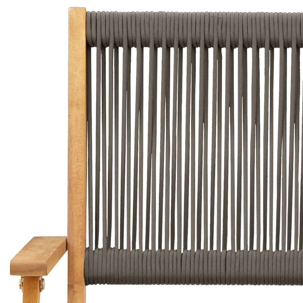 6-Piece Grey Acacia Wood Folding Garden Chairs Set