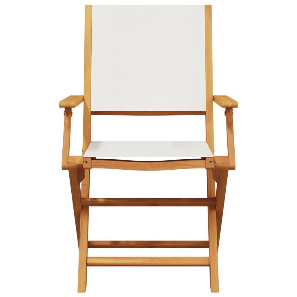 Cream White Folding Garden Chairs Set of 6 - Fabric & Wood Design