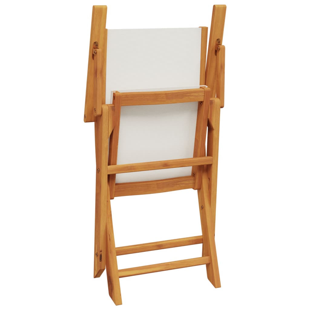 Cream White Folding Garden Chairs Set of 8 - Fabric & Solid Wood