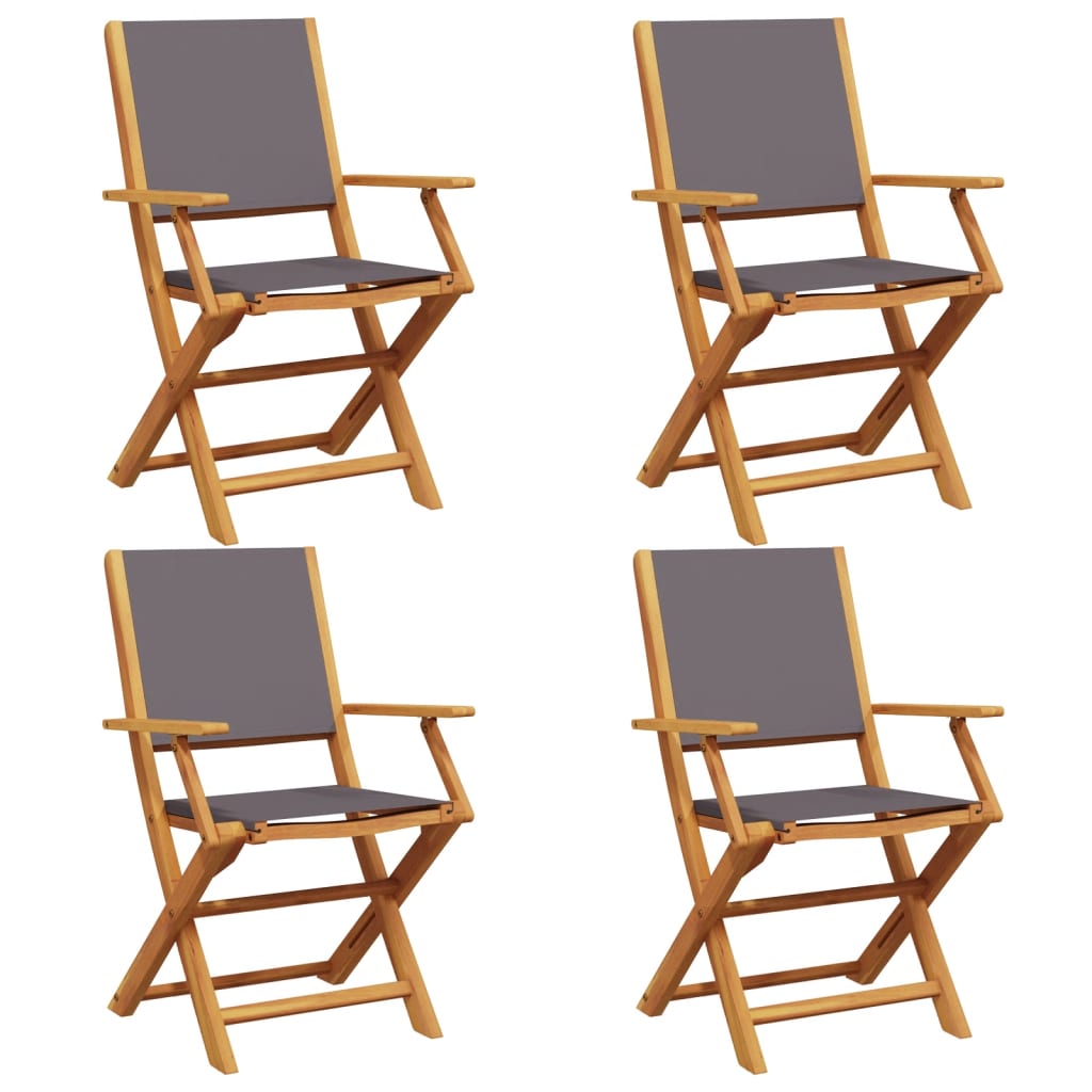 4 Pcs Anthracite Fabric & Solid Wood Folding Garden Chairs