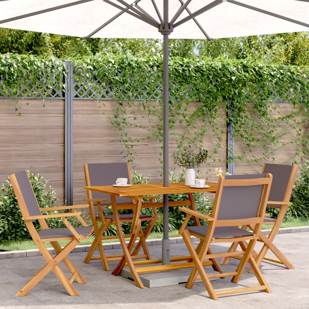 4 Pcs Anthracite Fabric & Solid Wood Folding Garden Chairs