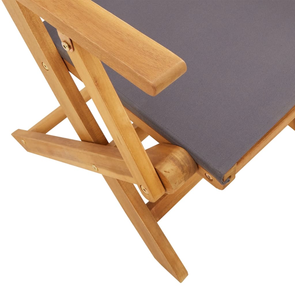 6 Anthracite Fabric & Solid Wood Folding Garden Chairs Set