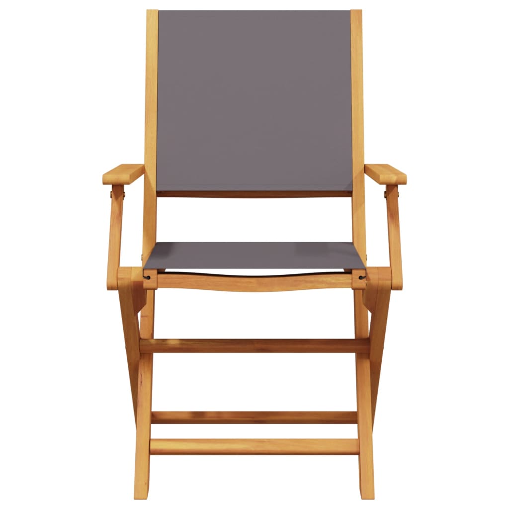 8 Anthracite Fabric Solid Wood Folding Garden Chairs Set