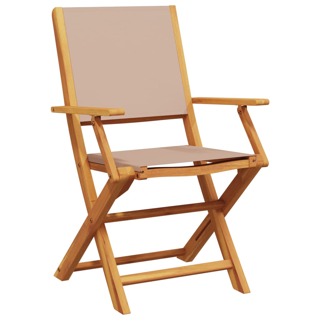 Folding Garden Chairs 6 pcs, Taupe Fabric & Solid Wood Finish