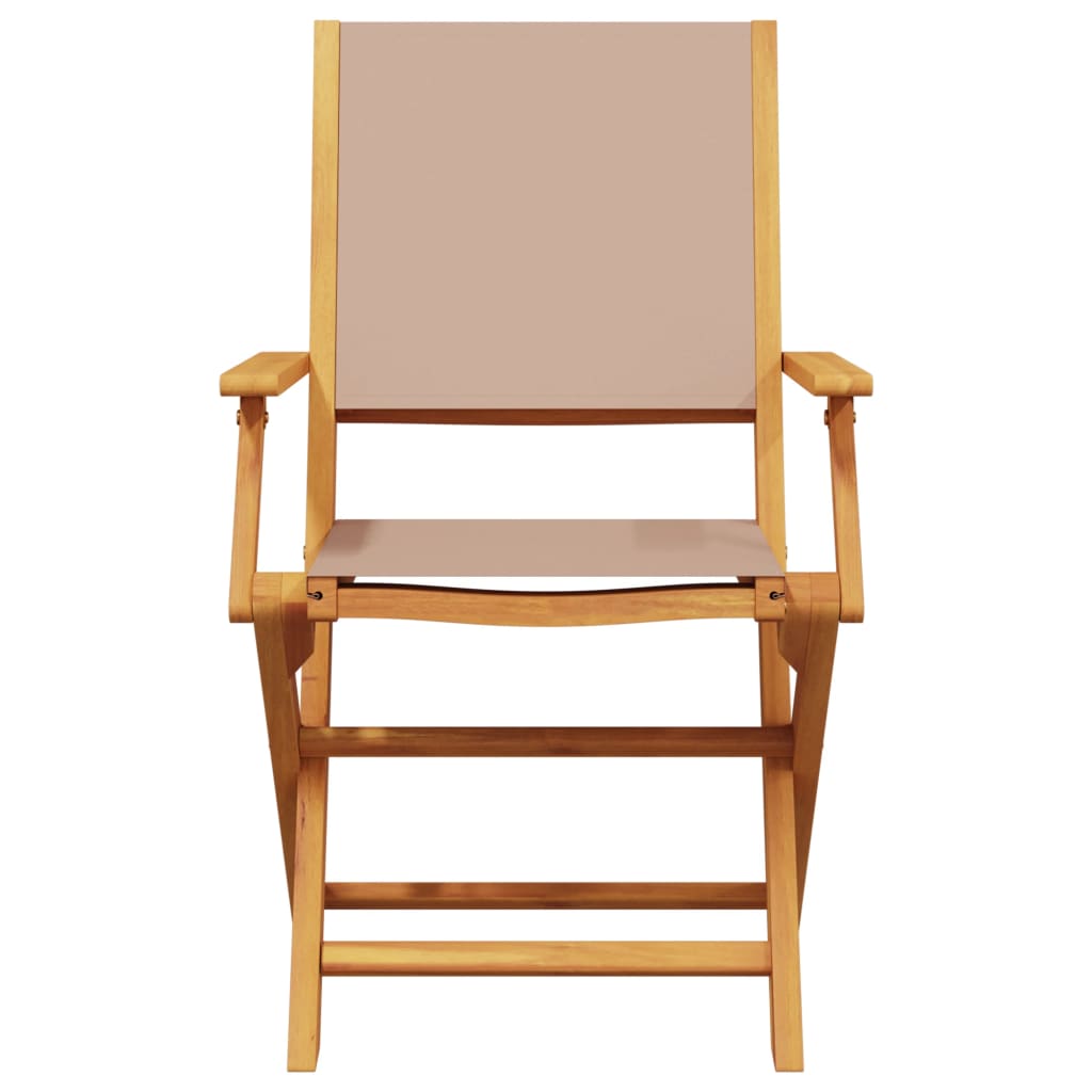 Folding Garden Chairs 6 pcs, Taupe Fabric & Solid Wood Finish