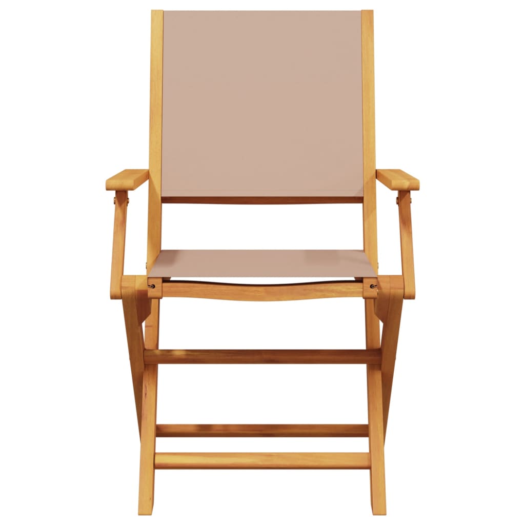 8-Piece Taupe Folding Garden Chairs, Durable Solid Wood Frame