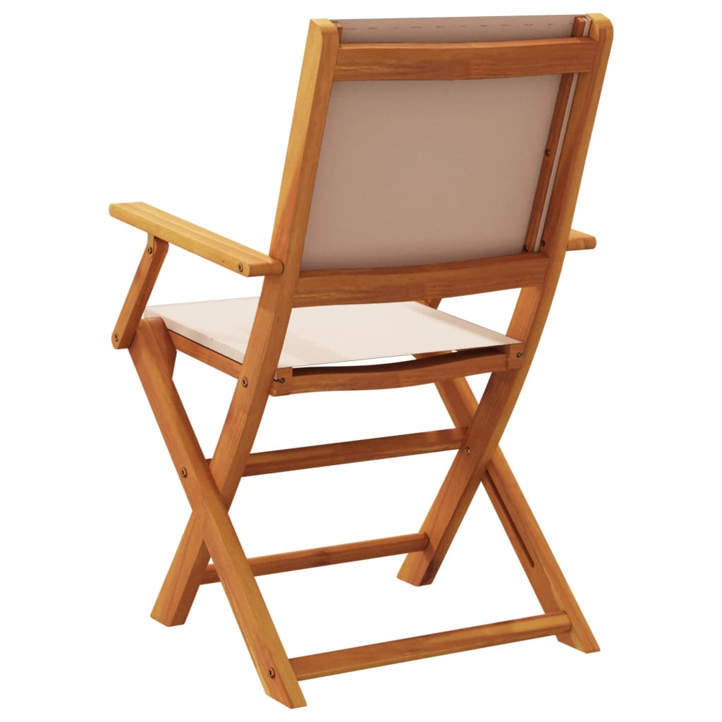 8-Piece Taupe Folding Garden Chairs, Durable Solid Wood Frame