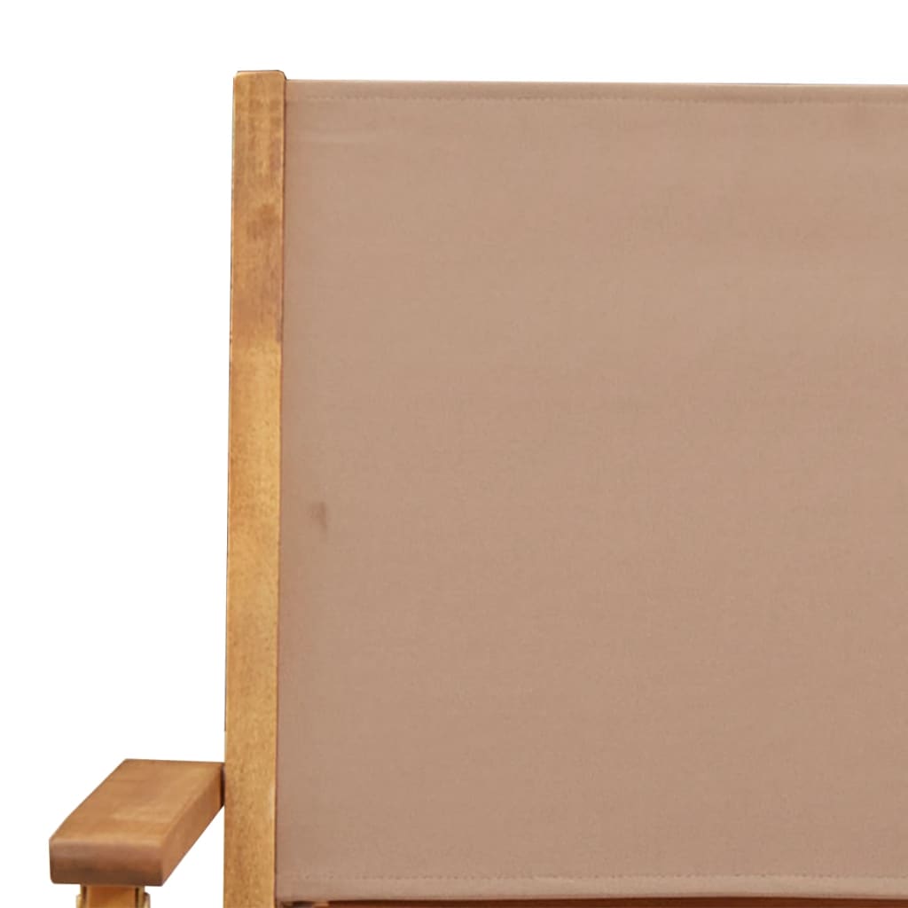 8-Piece Taupe Folding Garden Chairs, Durable Solid Wood Frame