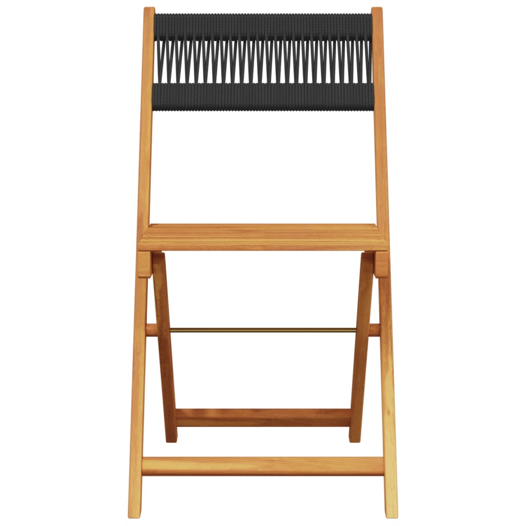 4-Piece Black Acacia Wood Folding Garden Chairs
