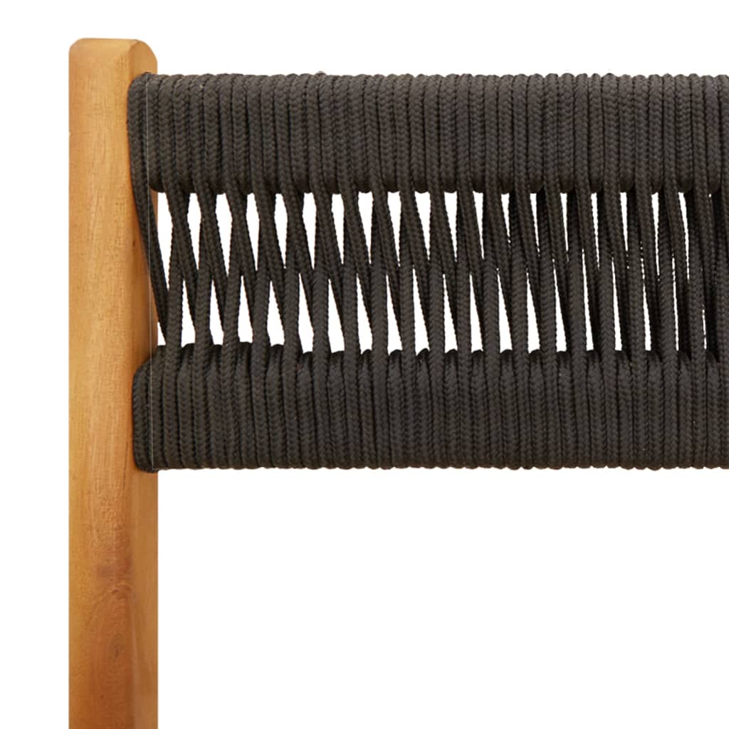 6 Black Solid Acacia Wood Folding Garden Chairs Set
